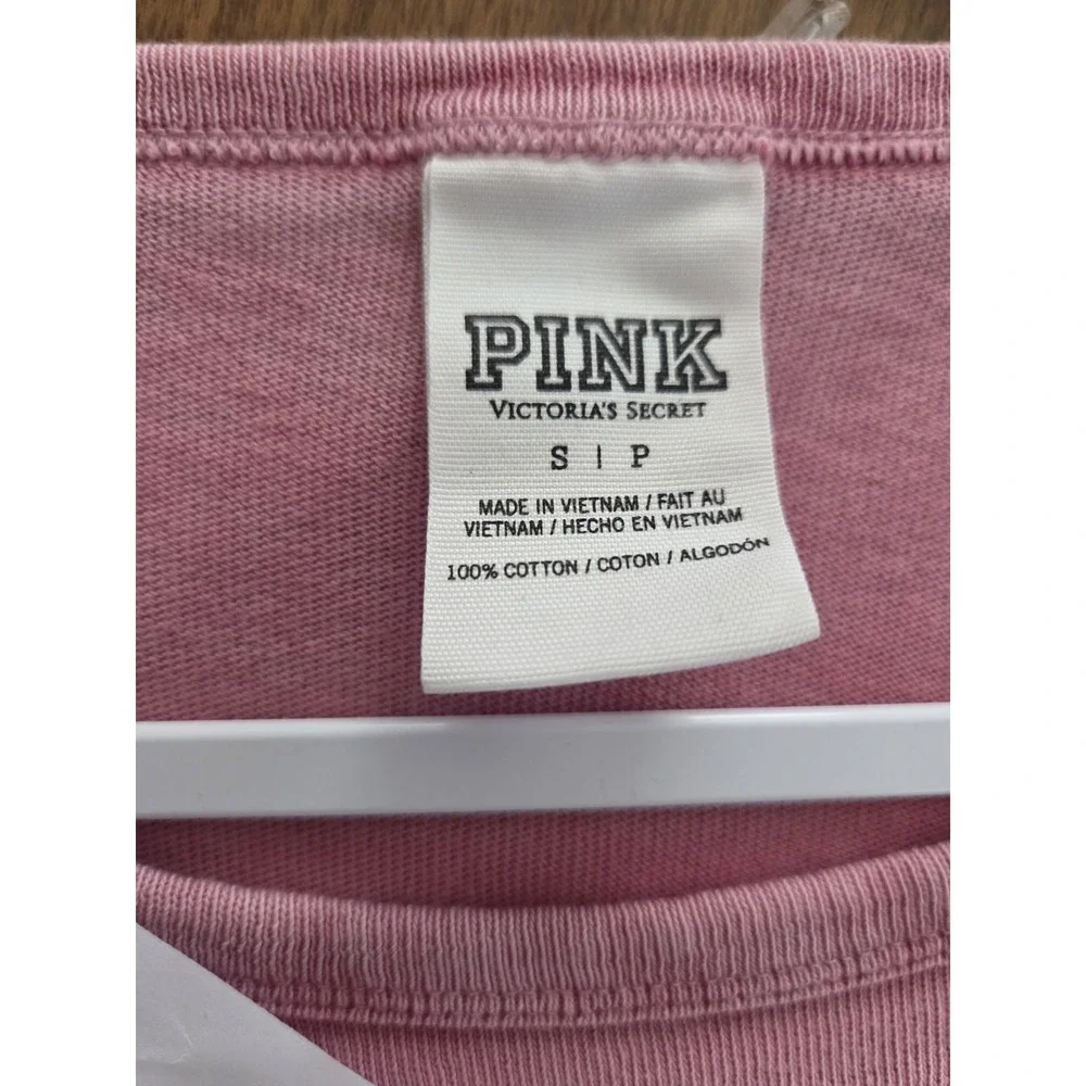 Victoria's Secret Pink Logo Top Women's Small Dusty Rose Acid Washed Oversized - Picture 3 of 11